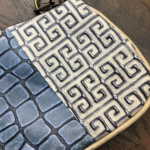 LILIPAD Creations Handmade Embossed Patchwork Leather Crossbody Bag Purse - Picture 4 of 10